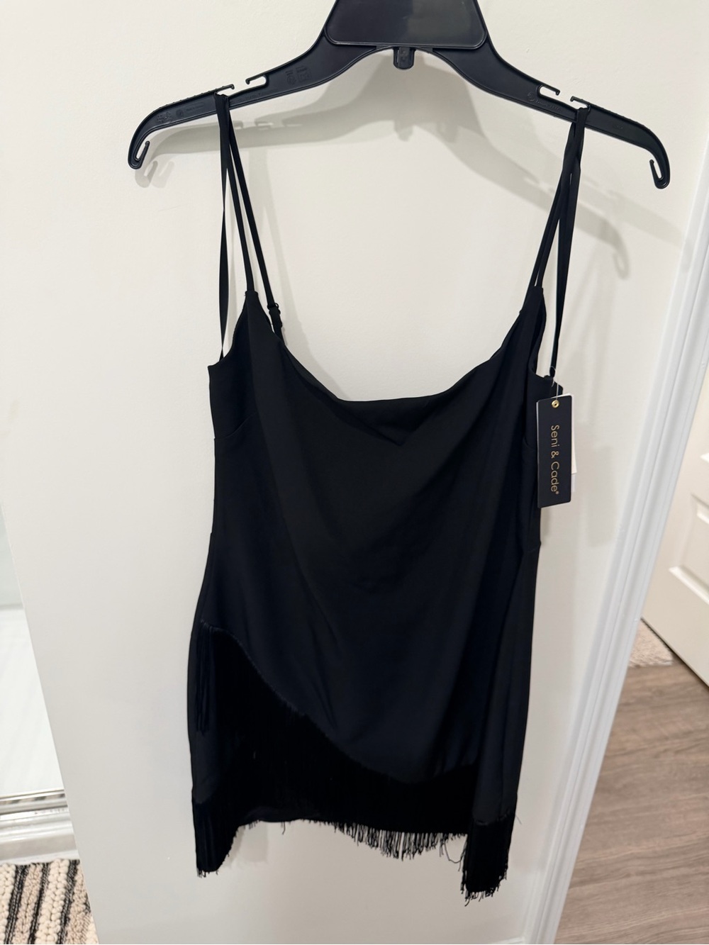 Black Fringe Tank Top Dress